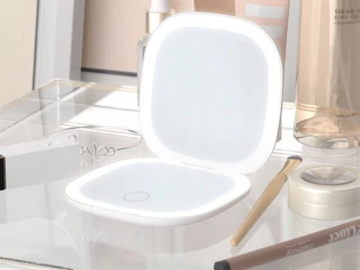 Verk 27511 Skladacie zrkadlo LED so svetlom, lupou a dobíjacou batériou 5 v 1, biele