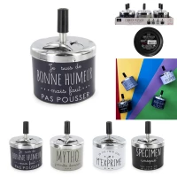 CMP TB1033 Designový kovový popelník s humorným nápisem, černý