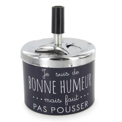 CMP TB1033 Designový kovový popelník s humorným nápisem, šedý