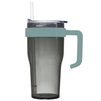 CMP KA0671 Plastový hrnek s brčkem a ouškem, 600 ml, černý