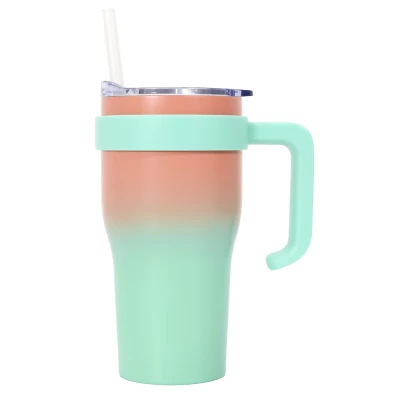 CMP KA0586 Termohrnček so slamkou a držadlom ombré, 900 ml, zelená a oranžová farba