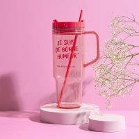 CMP KA0635 Plastový hrnek s brčkem a víčkem 1,3 l, světle růžový