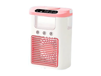 Verk 24601 Ventilátor s vodním zvlhčovačem, USB, LED RGB, 3 rychlostní stupně, bílorůžový