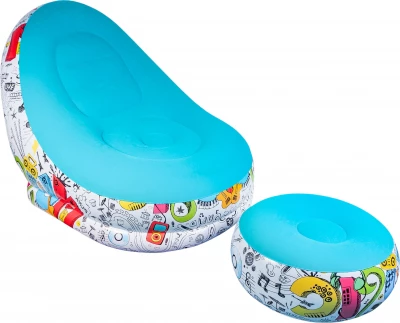 Verk 27533 Nafukovací relaxační křeslo s podnožkou, modré