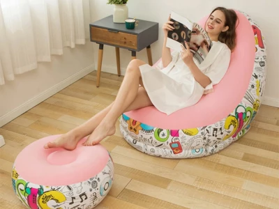 Verk 27533 Nafukovací relaxační křeslo s podnožkou, růžové