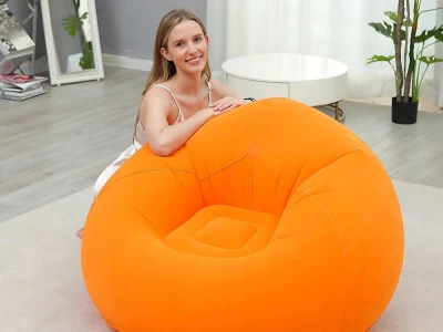 Verk 27535 Nafukovací relaxační sametové křeslo, fialové