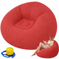 Verk 27535 Nafukovacie relaxačné zamatové kreslo, červené