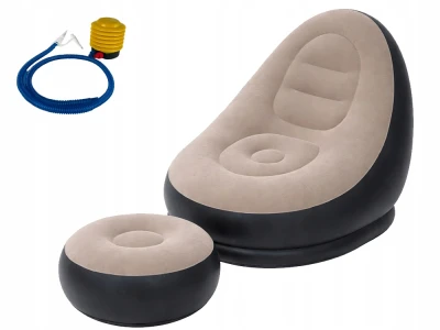 Verk 27532 Nafukovacie relaxačné kreslo s podnožkou, béžové