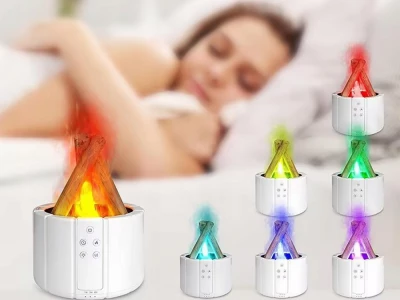 Verk 24615 Dekorativní RGB LED zvlhčovač vzduchu s efektem ohniště, černý