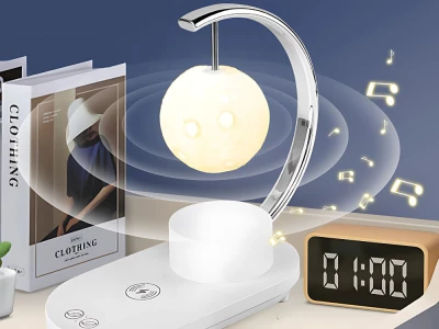 Verk 12368 Lampička s bluetooth reproduktorem, RGB osvětlením a bezdrátovým nabíjením, saturn