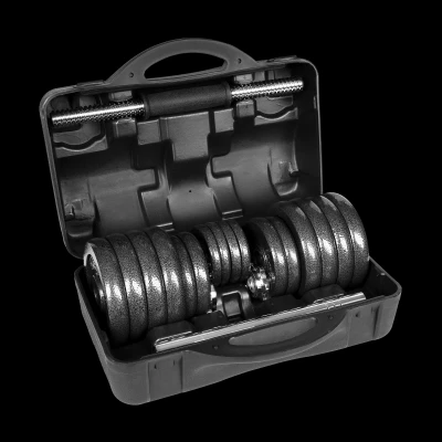 Rebel RBA-2327 Litinové nastavitelné činky v přepravním pouzdře s konektorem 2 x 7,5 kg, černá