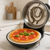 Ruhhy 26050 Pec na pizzu s pečicím kamenem, 1200 W, černá