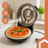 Ruhhy 26050 Pec na pizzu s pečicím kamenem, 1200 W, černá