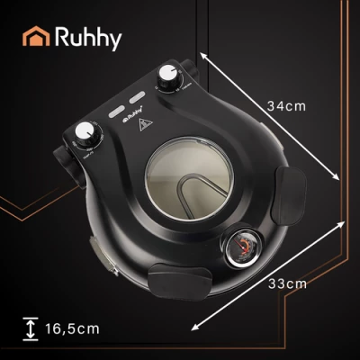 Ruhhy 26050 Pec na pizzu s pečicím kamenem, 1200 W, černá
