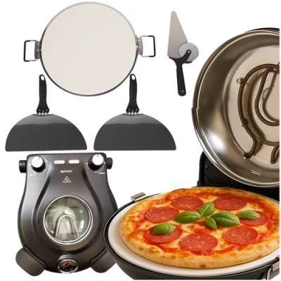 Ruhhy 26050 Pec na pizzu s pečicím kamenem, 1200 W, černá
