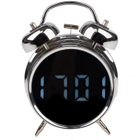 Izoxis 26337 Digitálne LED hodiny v štýle retro budíka, strieborné