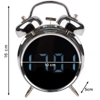 Izoxis 26337 Digitálne LED hodiny v štýle retro budíka, strieborné