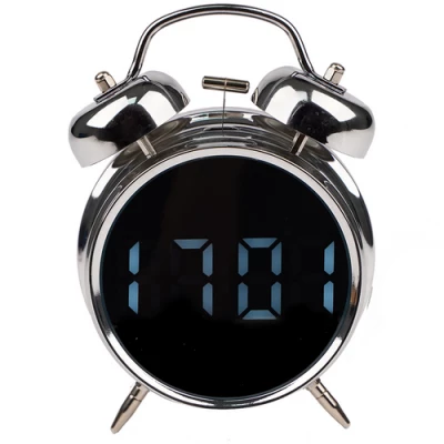 Izoxis 26337 Digitálne LED hodiny v štýle retro budíka, strieborné