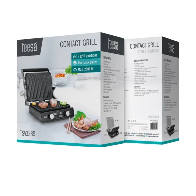 Teesa TSA3239 Kontaktní gril Panini, toustovač, vyjímatelné vložky, 2000 W, nerez