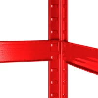 Rebel RB-1251 Kovový skladovací regál, 5 polic, 180 x 90 x 40 cm,  750 kg, červená