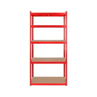 Rebel RB-1251 Kovový skladovací regál, 5 polic, 180 x 90 x 40 cm,  750 kg, červená