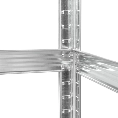 Rebel RB-1250 Kovový regál, 5 políc, 180 x 90 x 40 cm, 875 kg, strieborný