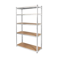 Rebel RB-1252 Kovový skladovací regál, 5 polic, 205 x 120 x 45 cm, 750 kg, stříbrná