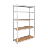Rebel RB-1252 Kovový skladovací regál, 5 polic, 205 x 120 x 45 cm, 750 kg, stříbrná