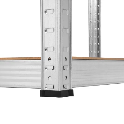 Rebel RB-1254 Kovový rohový regál, 5 políc, 180 x 40 x 70 cm, 875 kg, strieborný