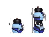 Verk 14599 Skládací sportovní láhev s karabinou 200 - 550 ml, zelenohnědá