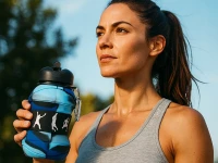 Verk 14599 Skládací sportovní láhev s karabinou 200 - 550 ml, zelenohnědá
