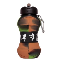 Verk 14599 Skládací sportovní láhev s karabinou 200 - 550 ml, zelenohnědá