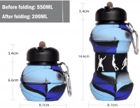 Verk 14599 Skládací sportovní láhev s karabinou 200 - 550 ml, zelenohnědá