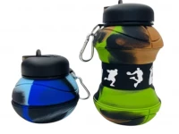 Verk 14599 Skládací sportovní láhev s karabinou 200 - 550 ml, zelenohnědá