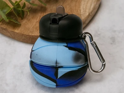 Verk 14599 Skládací sportovní láhev s karabinou 200 - 550 ml, zelenohnědá