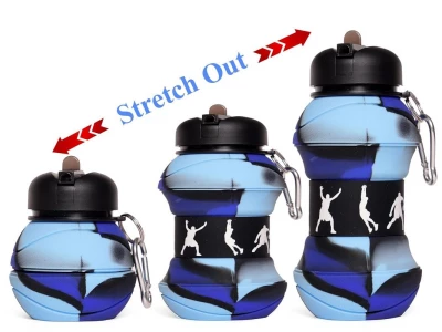 Verk 14599 Skládací sportovní láhev s karabinou 200 - 550 ml, zelenohnědá