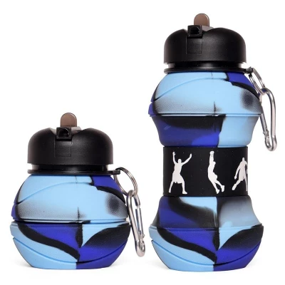 Verk 14599 Skládací sportovní láhev s karabinou 200 - 550 ml, zelenohnědá
