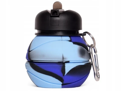 Verk 14599 Skládací sportovní láhev s karabinou 200 - 550 ml, zelenohnědá
