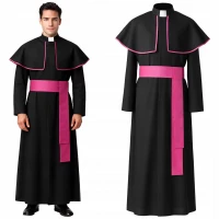 Ruhhy 26148 Karnevalový kostým biskupa, kněze XL/XXL, černorůžová
