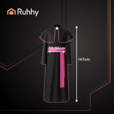 Ruhhy 26148 Karnevalový kostým biskupa, kněze XL/XXL, černorůžová