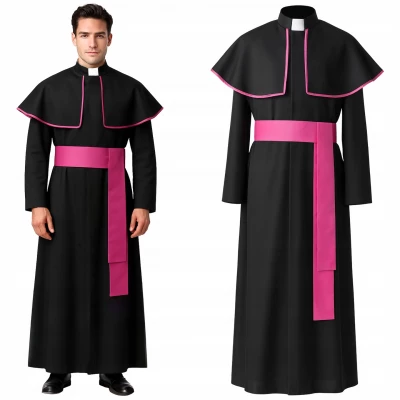 Ruhhy 26148 Karnevalový kostým biskupa, kněze XL/XXL, černorůžová