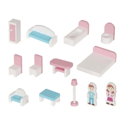 Kruzzel 26364 Domeček pro panenky XXL s LED osvětlením, dřevěný