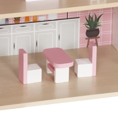 Kruzzel 26364 Domeček pro panenky XXL s LED osvětlením, dřevěný