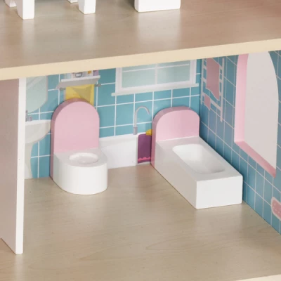 Kruzzel 26364 Domeček pro panenky XXL s LED osvětlením, dřevěný