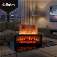 Ruhhy 26453 Dekorativní RGB LED zvlhčovač vzduchu s efektem plamene, černý