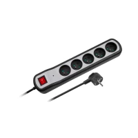 Rebel Prodlužovací kabel s vypínačem 5 zásuvek, 5m, černý (3x1,5mm)