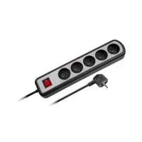 Rebel URZ3062 Prodlužovací kabel s vypínačem 5 zásuvek, 5m, černý (3x1,5mm)