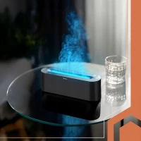 Ruhhy 26328 Dekorativní RGB LED zvlhčovač vzduchu s efektem plamene, 250 ml, černý