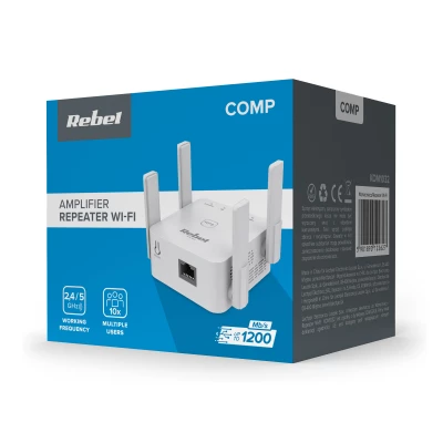 Rebel KOM1032 WiFi zesilovač signálu, 2,4+5 GHz, bílý