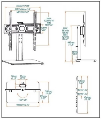 Cabletech UCH0022 Univerzální stojan pro televizory s úhlopříčkou 32"-55", černý